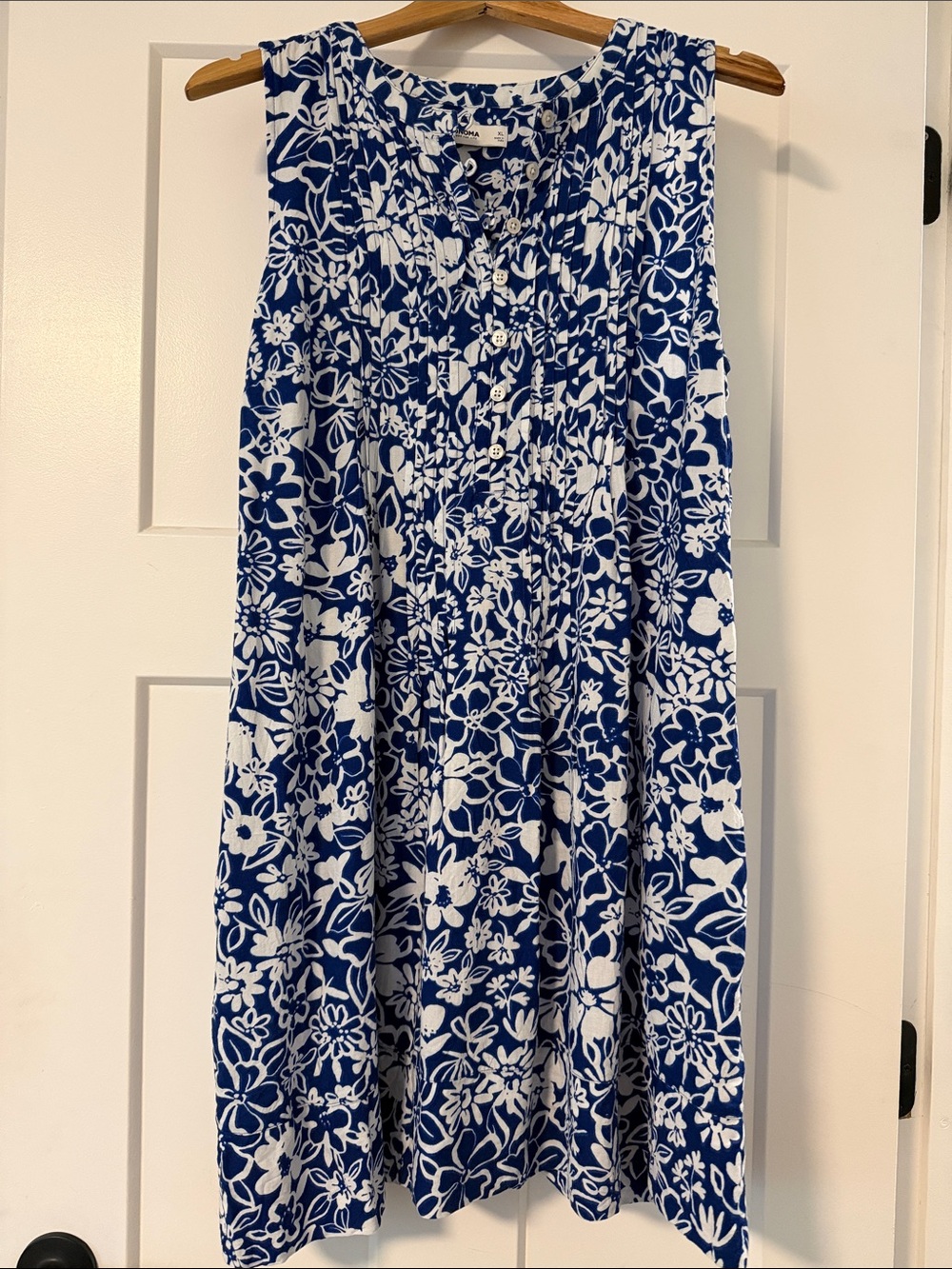 Sonoma Blue and White Floral Sleeveless Mini Dress